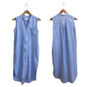 Gap Sleeveless Linen Blend Button Down Shirt Dress